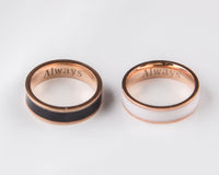 Thumbnail for Rose Gold Couple Rings Black and White Personalized Couple Gift,