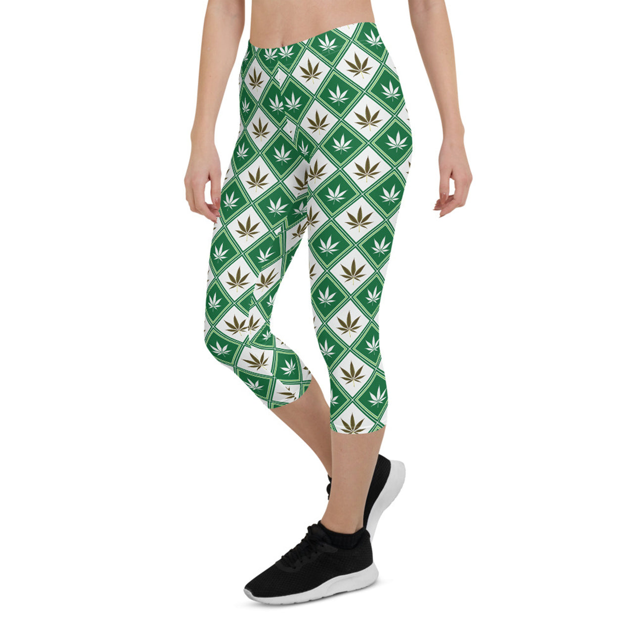 Womens Cannabis Green Capri Leggings