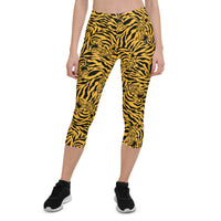 Thumbnail for Yellow Tiger Capri Leggings for Women