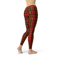 Thumbnail for Womens Red Plaid Tartan Leggings