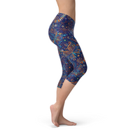 Thumbnail for Womens Paisley Butterfly Capri Leggings