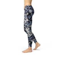 Thumbnail for Womens Music Blue Leggings