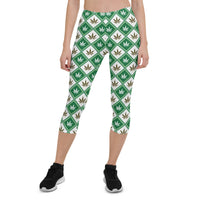 Thumbnail for Womens Cannabis Green Capri Leggings