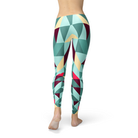 Thumbnail for Womens Leggings w/ Colorful Geometric Triangles