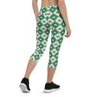 Thumbnail for Womens Cannabis Green Capri Leggings