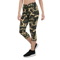 Thumbnail for Womens Army Camo Capri Leggings with Honeycombs