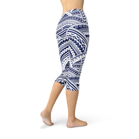 Thumbnail for Polynesian Maori Tattoo Capri Leggings