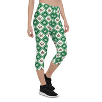 Thumbnail for Womens Cannabis Green Capri Leggings