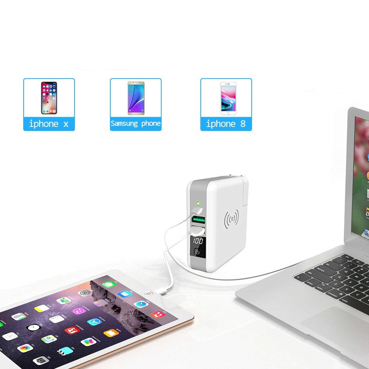 World Wide Multi-Power Gizmo With Wireless Charger And Stored Power