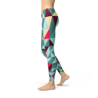 Thumbnail for Womens Leggings w/ Colorful Geometric Triangles