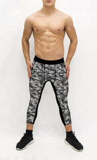 Thumbnail for Grey Camo Men's Pocket Tights