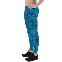 Thumbnail for Mens Leggings - Blue Tribal Maori Tattoo Leggings