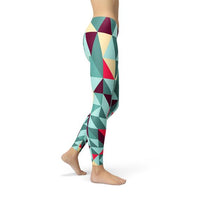 Thumbnail for Womens Leggings w/ Colorful Geometric Triangles