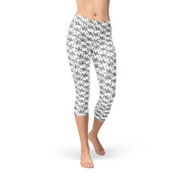 Thumbnail for Womens Black and White Dice Capri Leggings