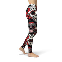 Thumbnail for Jean Red and Black Sugar Skulls Leggings