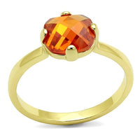 Thumbnail for LO4079 - Flash Gold Brass Ring with AAA Grade CZ  in Orange