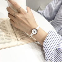 Thumbnail for Women's Fashion White Small Watches 2021 Ulzzang Brand Ladies Quartz Wristwatch Simple Retr Montre Femme With Leather Band Clock